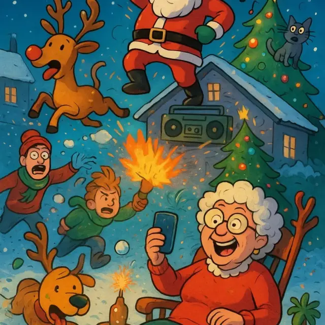 Navidad o Como Sobrevivir Al Caos...(Cuento De Humor)
Todo empezó en el bonito y nevado pueblo Villa Quetejodan cuando Don Paco, el vecino obsesionado con las luces navideñas, decidió que su casa debía ser visible desde la Luna. Colocó 4.238 luces, un reno inflable de tres metros y un Papá Noel que bailaba reggaetón. Todo en sincronía con música a todo volumen.
Al mismo tiempo, Doña Matilde, del segundo piso, estaba feliz horneando galletas de jengibre “con sorpresa”. La sorpresa era literal: cada galleta dentro tenía una chispa de fuego artificial.
Mientras tanto, los niños del barrio muy contentos decidieron hacer una guerra de nieve… pero con bolas de nieve rellenas de pintura fluorescente. El perro del vecino, confundiéndose con un reno, empezó a perseguir su propia cola mientras saltaba sobre los niños, que gritaban y resbalaban.
En ese momento, el gato del vecino, “Bigotes”, decidió que era el director de villancicos oficiales, así que se subió al tejado y empezó a maullar “Jingle Bells” con un tono completamente desafinado. Los vecinos afirmaron que era más aterrador que un disco de heavy metal.
Y, como si todo eso no fuera suficiente, alguien encendió accidentalmente las galletas explosivas. Y mini fuegos artificiales comenzaron a salir de la cocina, lanzando chispas hacia el árbol, que, sorprendentemente, empezó a girar como carrusel por efecto del gato que, en su salto, había derribado la base.
La abuela Gertudis, que estaba tomando fotos de todo para Instagram, terminó atrapada en la silla giratoria del comedor que daba vueltas sin parar, mientras gritaba:
-¡Esto es la mejor Navidad de mi vida!
Finalmente, cuando parecía que la casa iba a despegar a toda máquina hacia el espacio, todos corrieron afuera y se encontraron con que el reno inflable de Don Paco había explotado y aterrizado justo sobre el buzón de correo, bloqueando la entrada mientras los niños seguían peleando con bolas de nieve fluorescentes.
Al final, todos se abrazaron en el jardín, cubiertos de nieve, pintura y polvo de galleta con fuego que no quema pero pica. Don Paco levantó su vaso de sidra y dijo:
-Brindemos por la...Sigue en mi blog para saber el desenlace. Te hara reir.
Rovica.